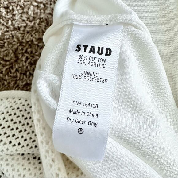 NWT Staud Current Mesh Tie Shoulder Dress in White Size XS - Picture 9 of 9